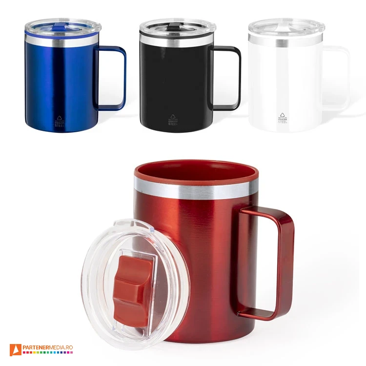 Cani termoizolante cu capacitate de 400 ml si capac transparent cani termiozolante din otel inoxidabil reciclat 20784