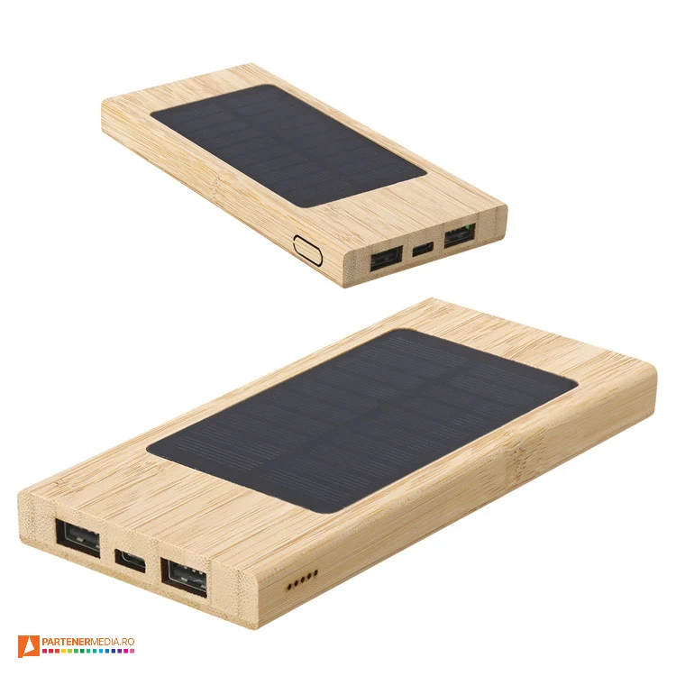powerbank uri solare de 4000 mah din lemn de bambus 20859 poza 1