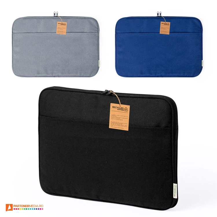 Huse pentru laptop cu compartiment buretat pentru laptop-uri de pana la 14 inch huse promotionale pentru laptop din bumbac reciclat 20927