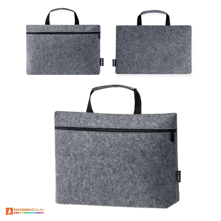 Genti promotionale din pasla reciclata cu compartiment spatios cu inchidere prin fermoar genti de laptop din plasla reciclata 20933
