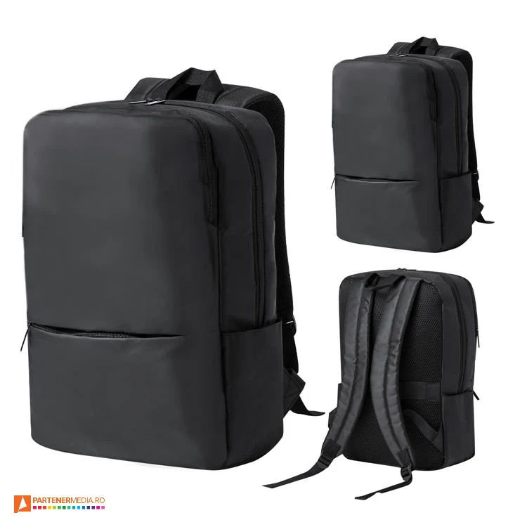 Rucsacuri de laptop cu doua compartimente spatioase si doua buzunare laterale rucsacuri de laptop promotionale din poliester si imitatie de piele 21115