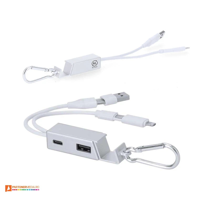 huburi usb din aluminiu reciclat cu cablu de incarcat 21322 huburi usb din aluminiu reciclat cu cablu de incarcat 21322 poza 1