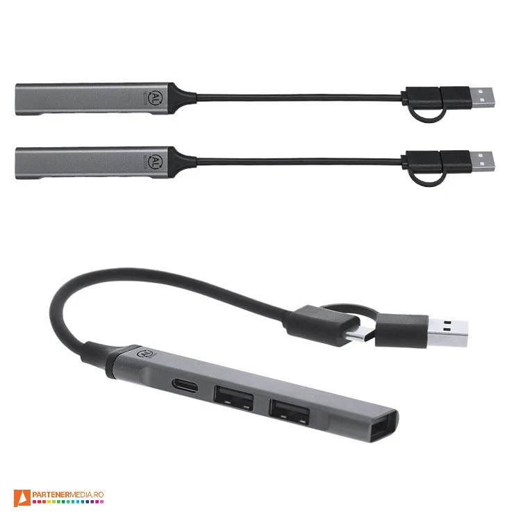 porthub uri usb din aluminiu reciclat 21329 porthub uri usb din aluminiu reciclat 21329 poza 1