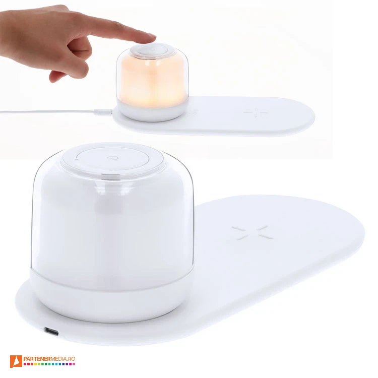 Lampi portabile cu 12 LED-uri si 2 moduri de iluminare, cu incarcator wireless lampi promotionale cu incarcator wireless de 15w 21357