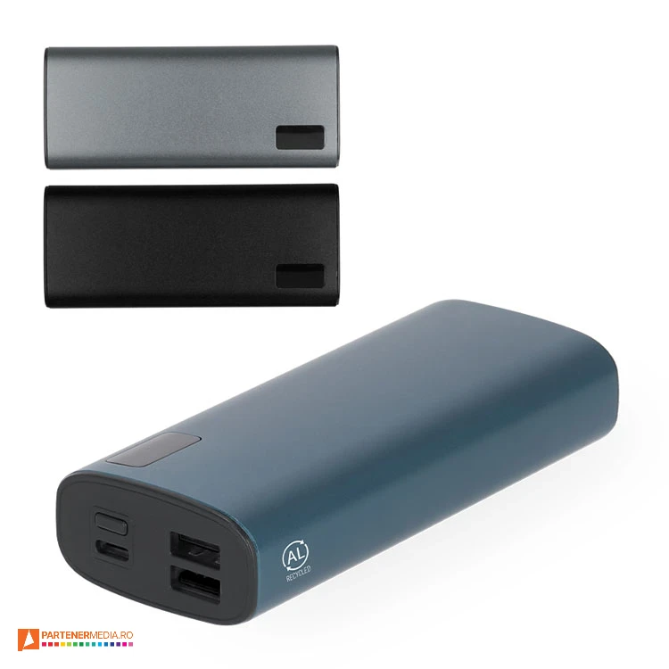 powerbank uri usb din aluminiu reciclat cu baterie de 10000 mah 21360 poza 1