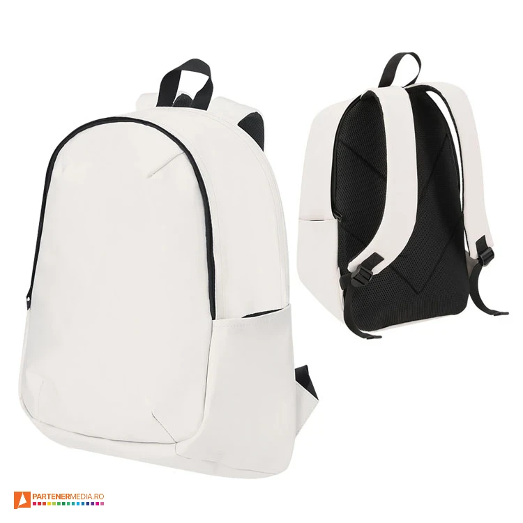Rucsacuri albe de laptop cu compartiment spatios cu inchidere prin fermoar dublu rucsacuri de laptop albe din imitatie de piele 21373