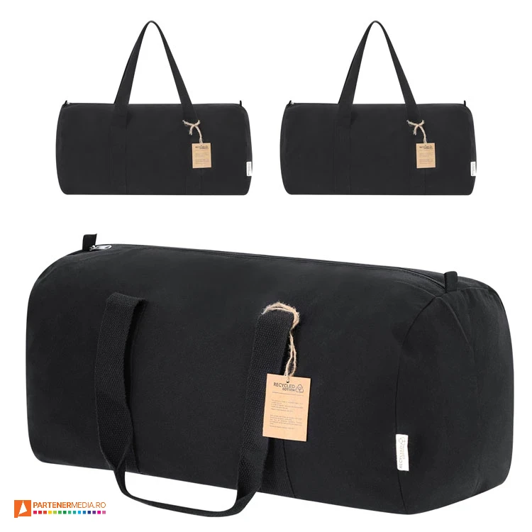 genti promotionale negre cu forma tubulara din bumbac reciclat 21393 genti promotionale negre cu forma tubulara din bumbac reciclat 21393 poza 1