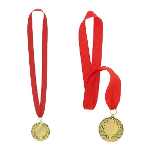 medalii aurii de 5 cm cu panglica rosie 21540