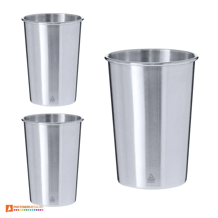 Pahare din otel inoxidabil reciclat cu capacitate de 350 ml pahare metalice promotionale din otel inoxidabil reciclat 21559