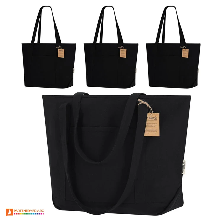 sacose promotionale negre din bumbac reciclat 21651 poza 1