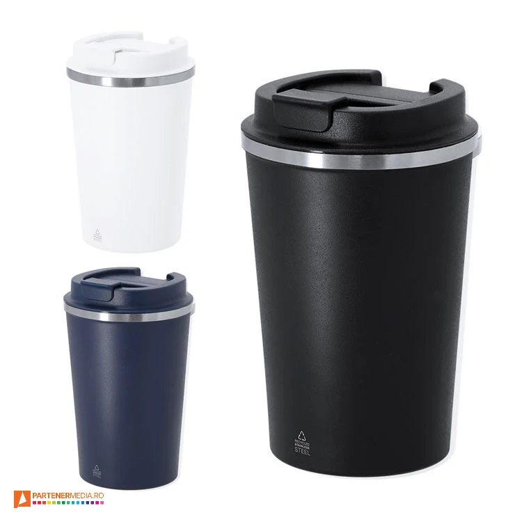 Pahare termoizolante cu capac cu inchidere prin filet, orificiu de baut si capacitate de 350 ml pahare promotionale termoizolante de 350 ml 21745