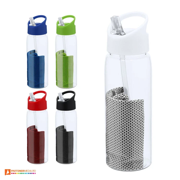 Bidoane sport cu capac colorat cu pai pliabil, cu prosop inclus bidoane sport promotionale cu prosop inclus 21883