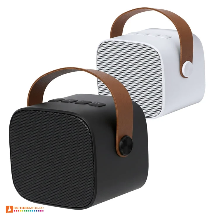 Boxe audio portabila cu conexiune bluetooth 5.3 si maner de transport din imitatie de piele boxe audio portabile cu maner din imitatie de piele 22399