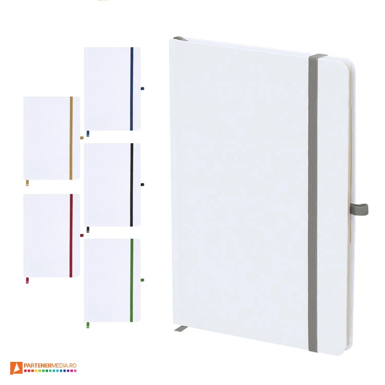 carnetele a5 albe cu pagini liniate si banda elastica colorata 22400 poza 1