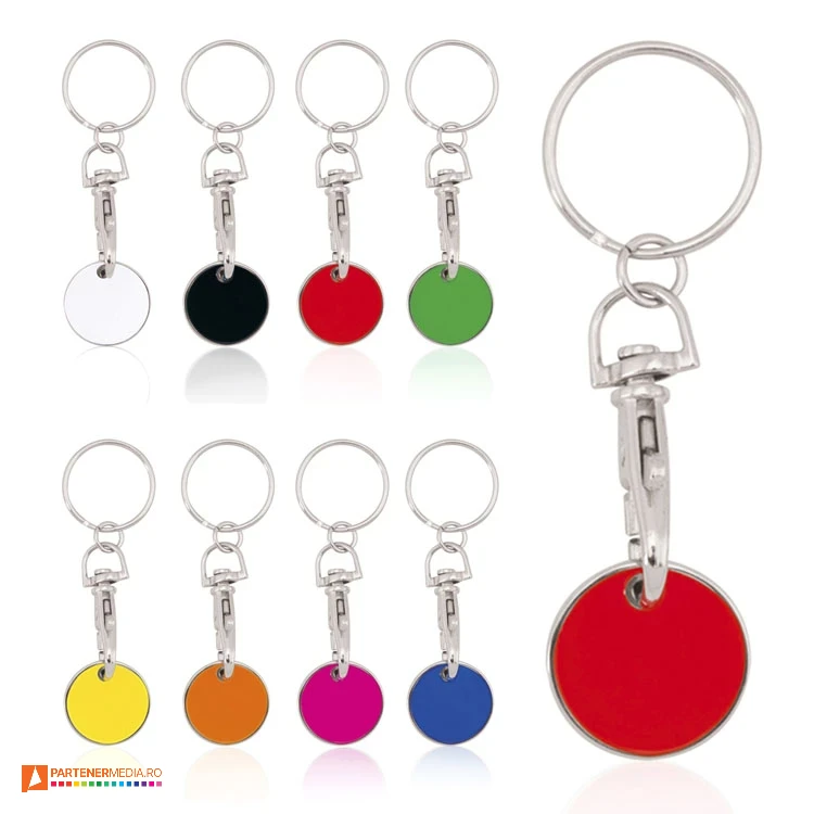 Brelocuri metalice cu carabina si moneda colorata detasabila brelocuri metalice cu moneda colorata detasabila 3298