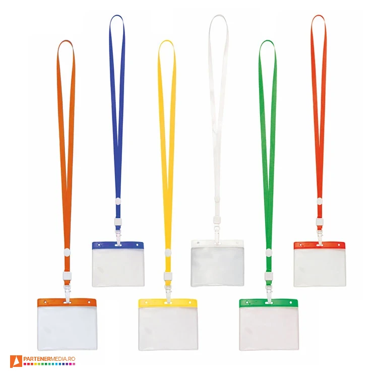 lanyard uri colorate cu suport de ecuson orizontal 3709 poza 1