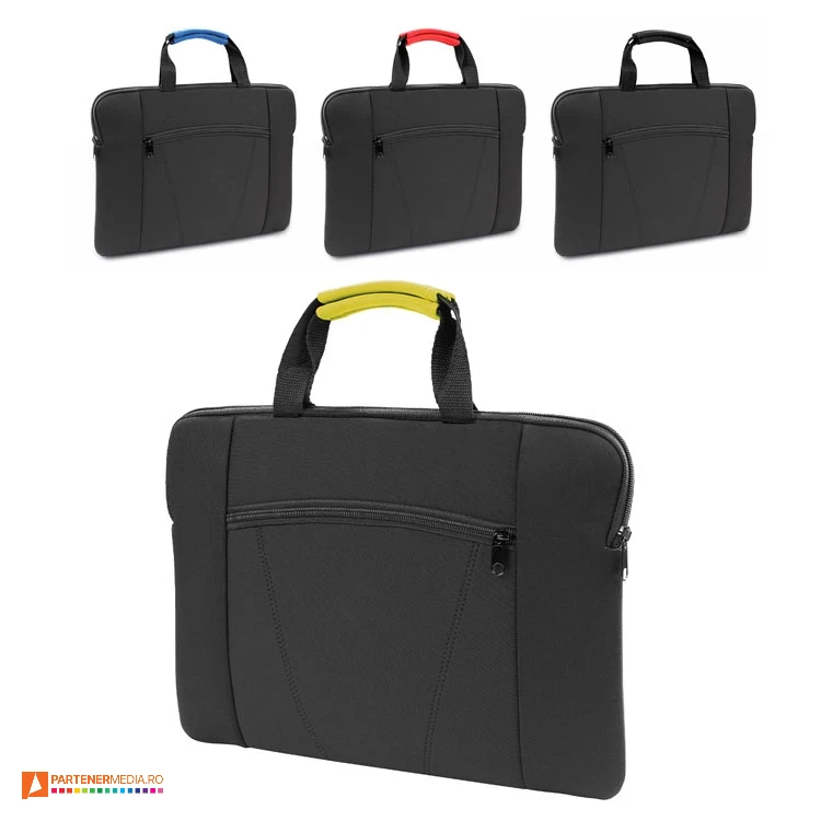 Genti negre de documente cu buzunar frontal si manere colorate genti negre de laptop cu manere colorate 4371