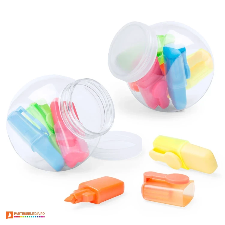 seturi de 5 markere promotionale cu recipient transparent 5024 seturi de 5 markere promotionale cu recipient transparent 5024 poza 1