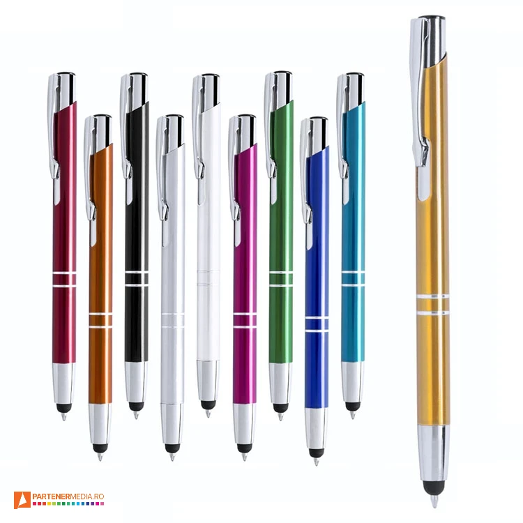 pixuri metalice cu corp colorat lucios si varf touch pen 5121 poza 1