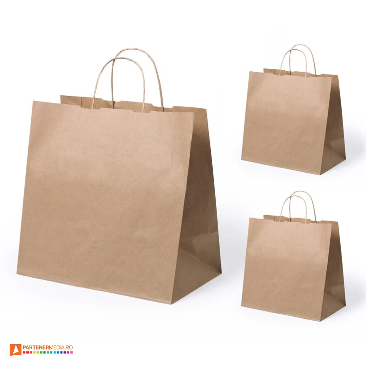 Sacose din hartie reciclata cu gramaj de 80 gr/mp si burduf de 18 cm sacose promotionale din hartie cu burduf de 18 cm 5482