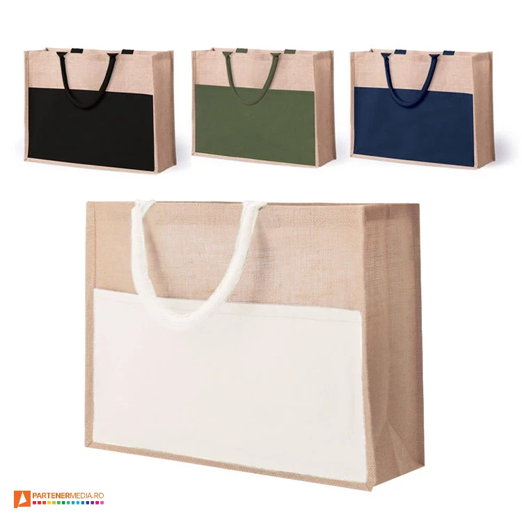 sacose promotionale din iuta cu buzunar colorat din bumbac 5725 sacose promotionale din iuta cu buzunar colorat din bumbac 5725 poza 1