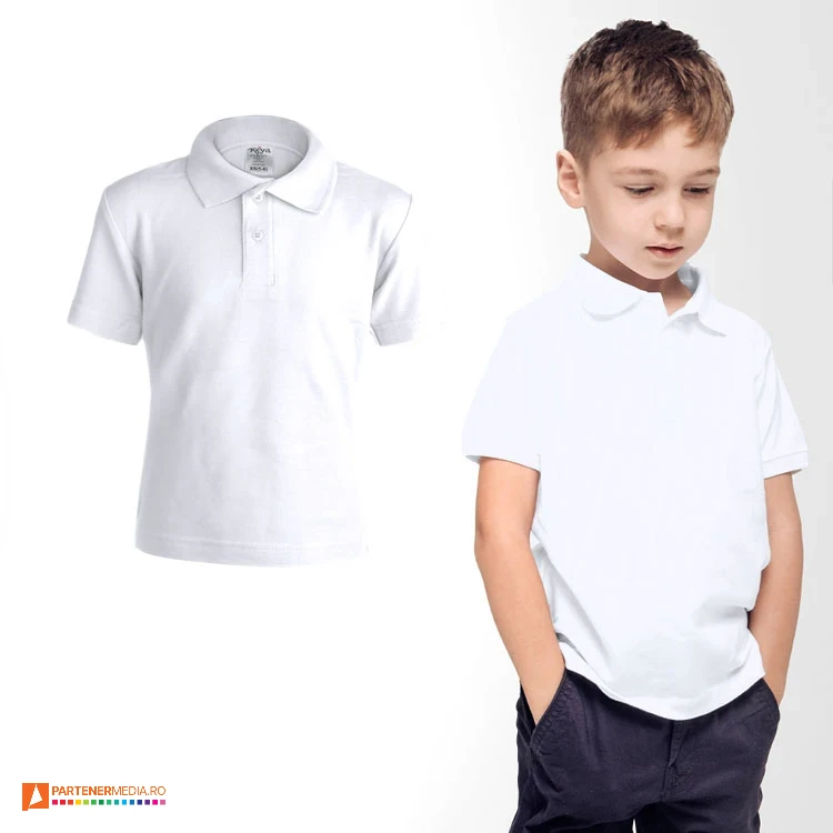 tricouri polo albe  pentru copii cu design keya 5875 poza 1