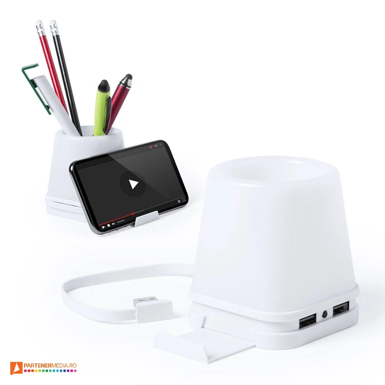 Suporturi pentru pixuri cu design modern si hub USB integrat suporturi de pixuri cu lumina led si hub usb 5964