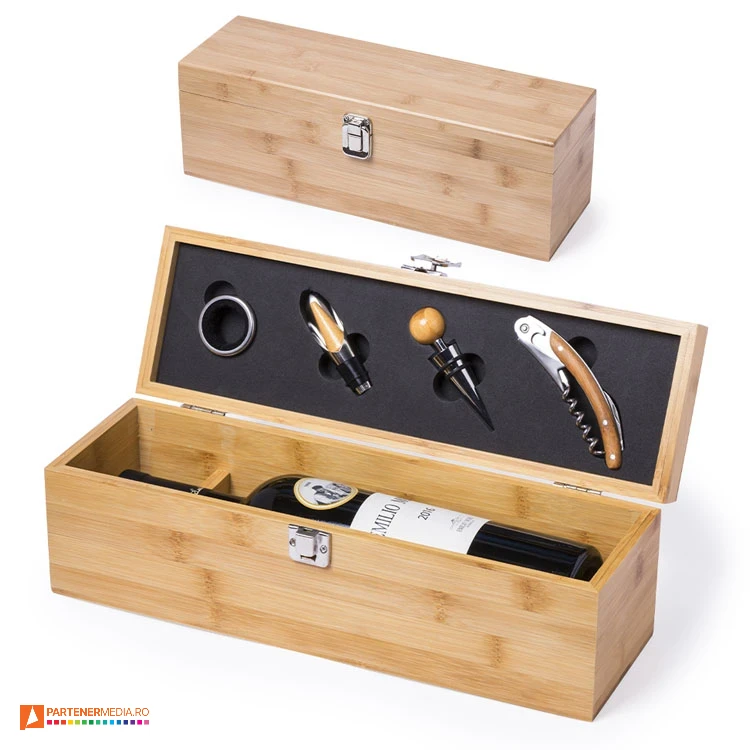 cutii de vin din lemn de bambus cu 4 accesorii incluse 6100 cutii de vin din lemn de bambus cu 4 accesorii incluse 6100 poza 1