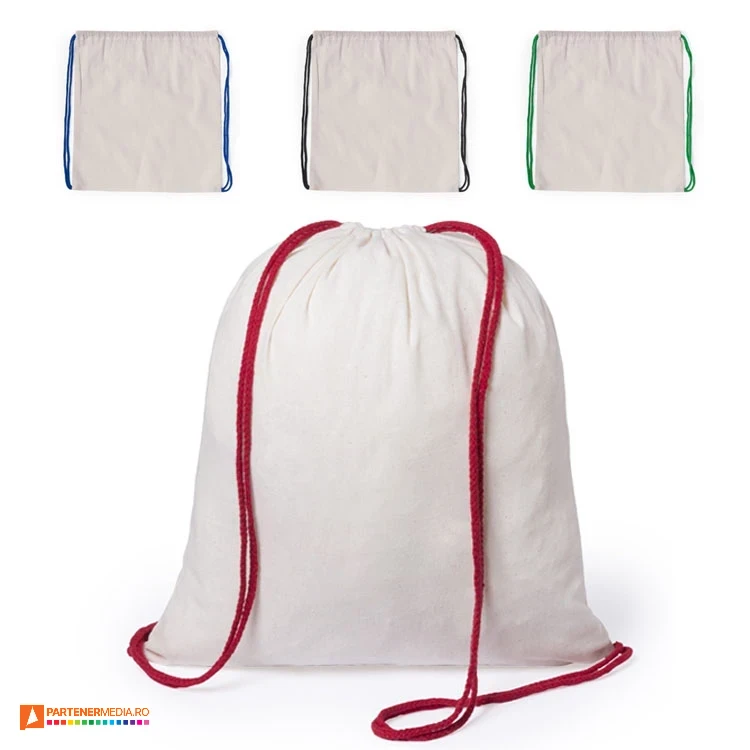 Rucsacuri crem drawstring din bumbac cu dimensiuni 37 x 41 cm si snururi colorate rucsacuri drawstring crem din bumbac cu snururi colorate 6119