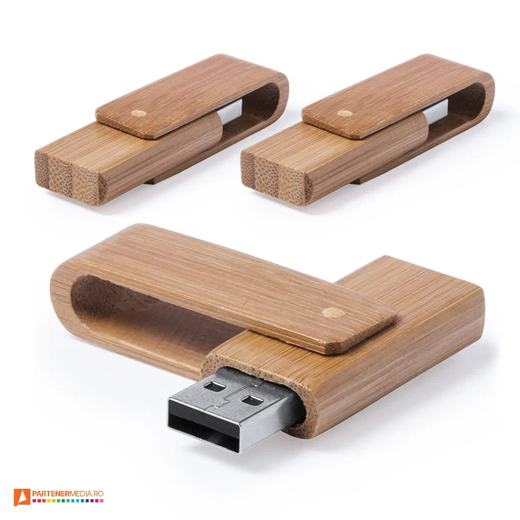 Memory stick-uri USB cu capacitate de 16 GB si dimensiuni 1.8 x 1.2 x 6.4 cm memory stick uri usb din lemn de bambus de 16 gb 6125