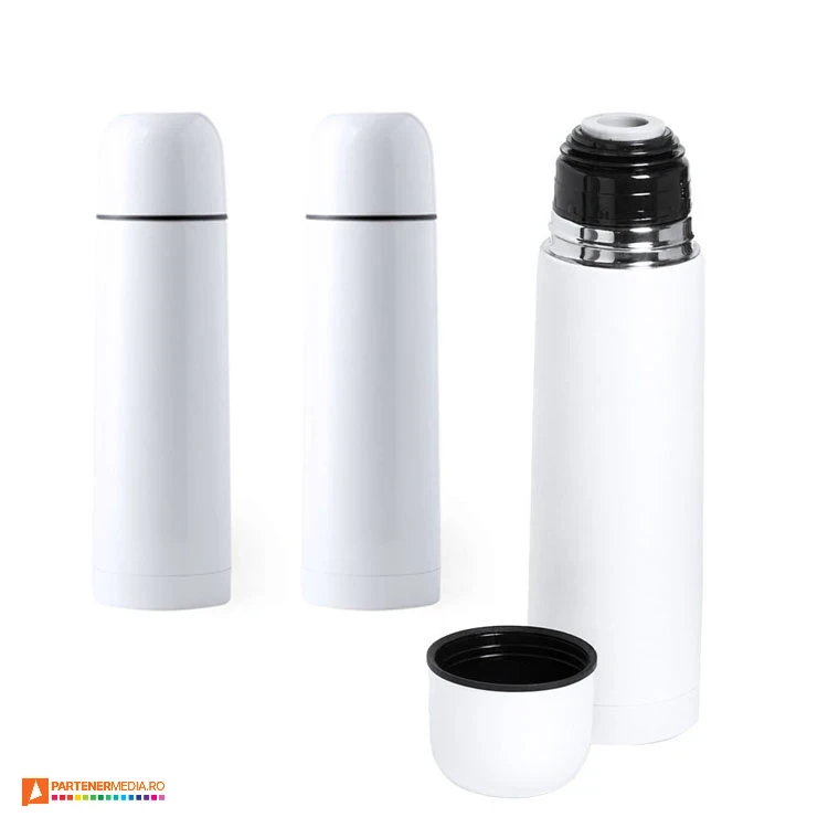termosuri albe de 500 ml din otel inoxidabil 6165 termosuri albe de 500 ml din otel inoxidabil 6165 poza 1