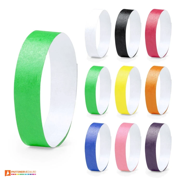Coli cu 10 bratari colorate din fibra sintetica si inchidere adeziva bratari promotionale colorate din tyvek 6203