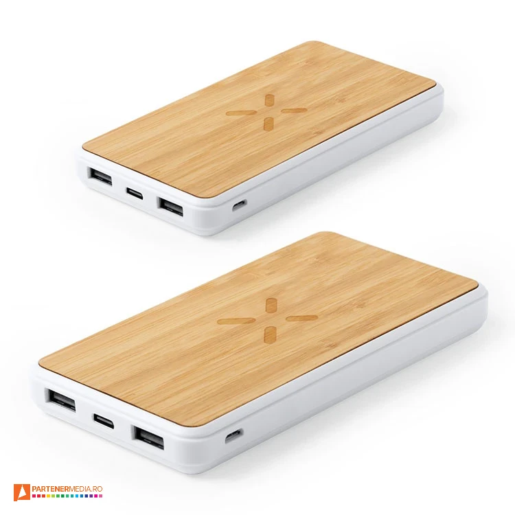 powerbank uri wireless de 8000 mah din plastic si lemn de bambus 6273 powerbank uri wireless de 8000 mah din plastic si lemn de bambus 6273 poza 1
