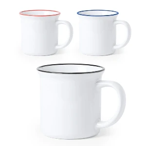 cani albe vintage din ceramica cu margine colorata 6287