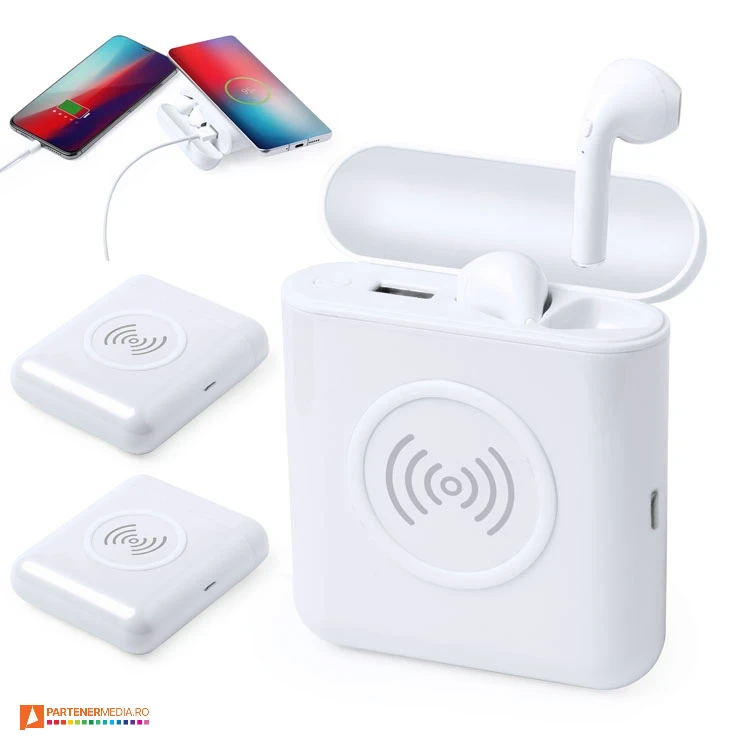 Casti audio wireless cu functie hands-free si incarcator wireless casti audio cu incarcator wireless 6302