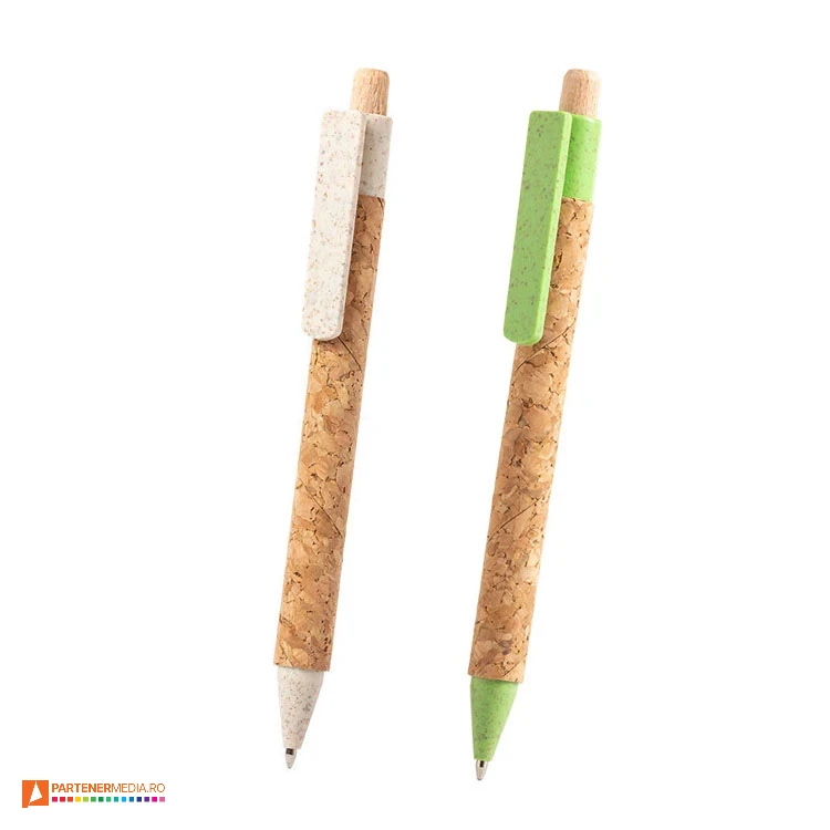 pixuri ecologice din pluta cu accesorii din plastic biodegradabil 6332 pixuri ecologice din pluta cu accesorii din plastic biodegradabil 6332 poza 1