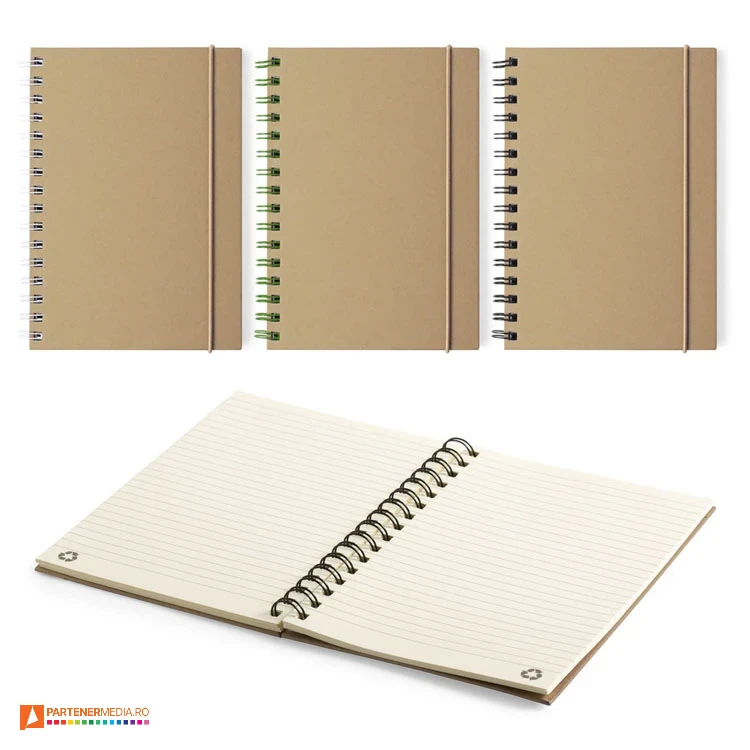 carnetele a5 cu spira si pagini liniate din hartie reciclata 6399 carnetele a5 cu spira si pagini liniate din hartie reciclata 6399 poza 1