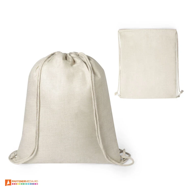Rucsacuri tip drawstring cu colturi intarite si inchidere prin snururi duble rucsacuri crem drawstring din poliester 6432