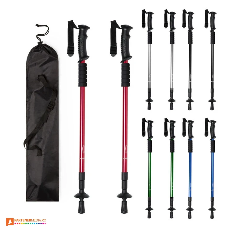 Seturi de 2 bete de trekking colorate cu mecanism antisoc si manere ergonomice seturi de bete de trekking pliabile din aluminiu 6492