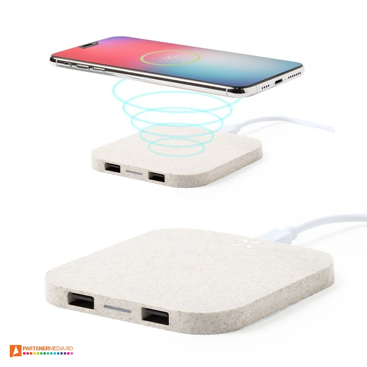 Incarcatoare wireless ecologice cu putere de 10W si baza antiderapanta incarcatoare wireless ecologice cu forma patrata 6534