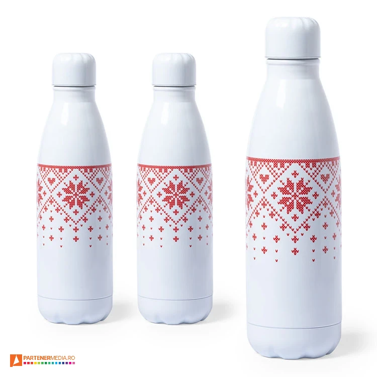 Bidoane promotionale din otel inoxidabil cu design traditional si capacitate de 750 ml bidoane albe promotionale cu design traditional 6665