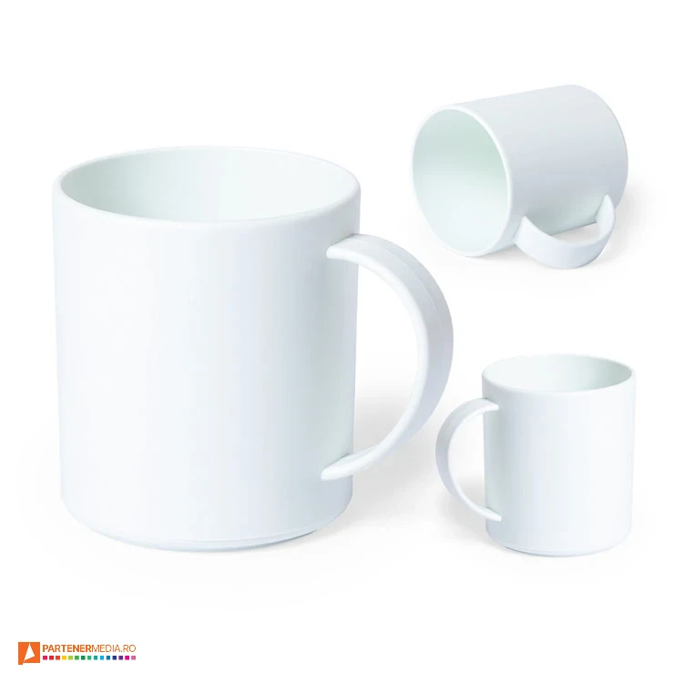 cani albe promotionale din plastic de 350 ml 6677 cani albe promotionale din plastic de 350 ml 6677 poza 1