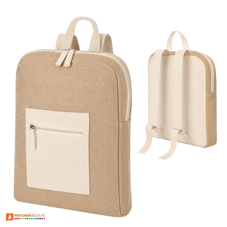 rucsacuri promotionale din iuta si bumbac cu design elegant 6818 poza 1