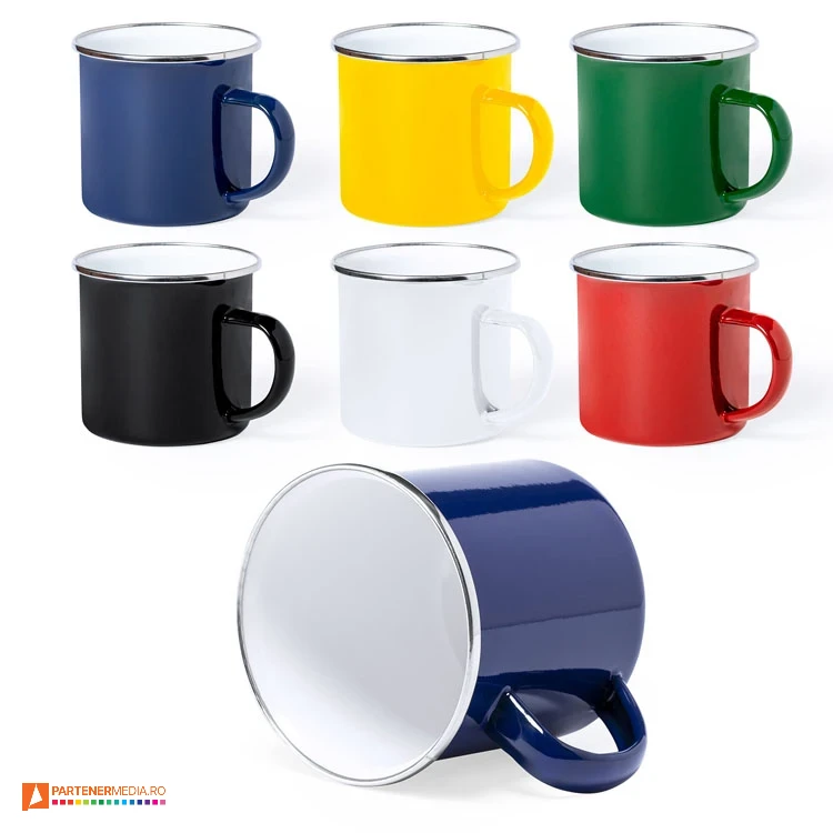 cani promotionale vintage colorate din metal de 380 ml poza 1
