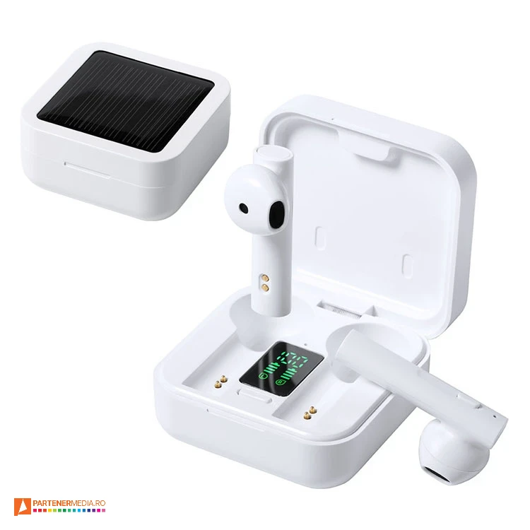 casti audio wireless cu incarcator cu panou solar 6926