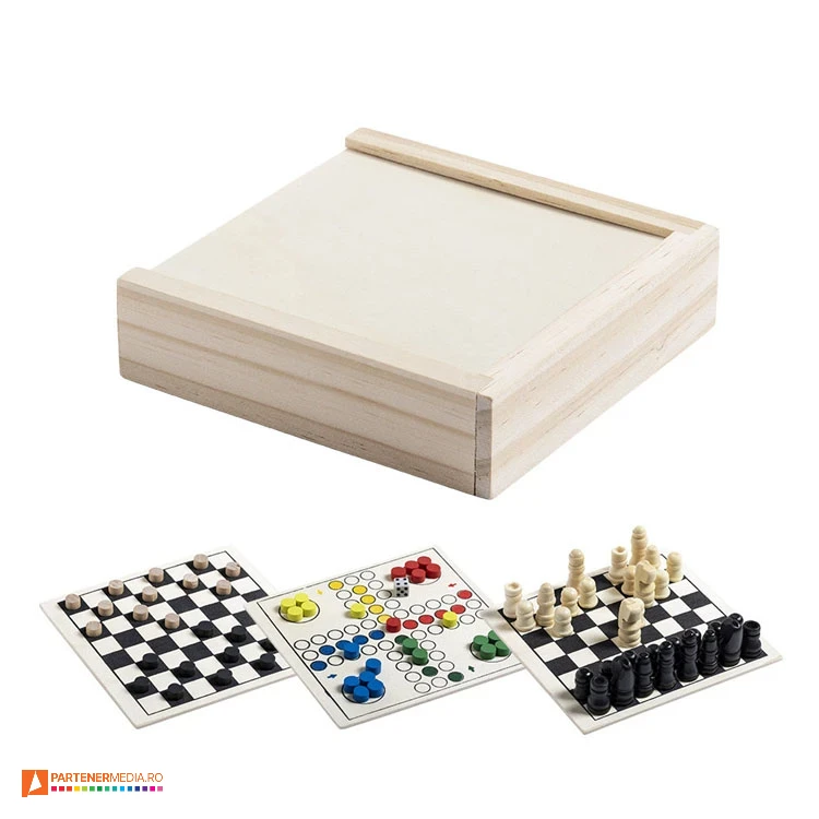 seturi de 3 jocuri in cutie din lemn sah dame si ludo 6932 poza 1