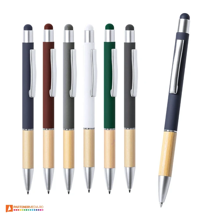 pixuri promotionale cu grip din lemn si varf touch pen 6938 pixuri promotionale cu grip din lemn si varf touch pen 6938 poza 1