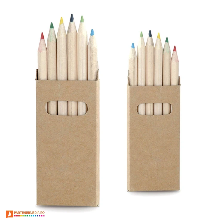 Seturi de 6 creioane colorate din lemn in cutie din carton seturi de 6 creioane colorate in cutie din carton kraft 8585