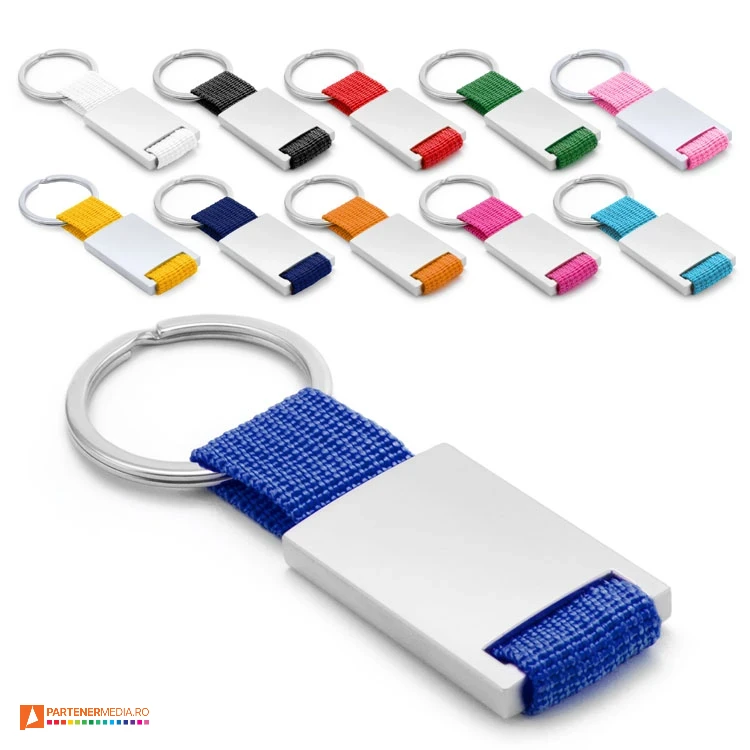 brelocuri metalice promotionale cu banda colorata din poliester 9274 brelocuri metalice promotionale cu banda colorata din poliester 9274 poza 1