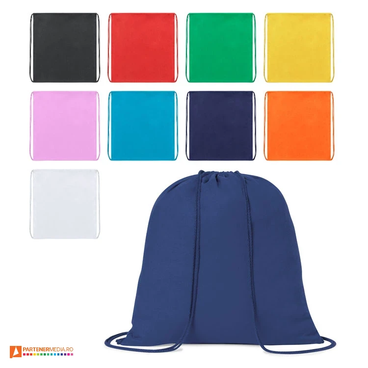 Rucsacuri de tip drawstring din bumbac cu dimensiuni de 37 x 41 cm si inchidere prin snururi rucsacuri drawstring colorate din bumbac 9727